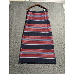 Lauren Ralph Lauren Blue Southwestern Indian Blanket Linen Blend Maxi Skirt Sz M